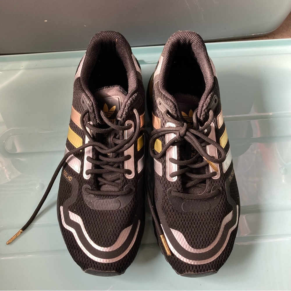 adidas Black Running Sneakers with Gold & Silver Accents